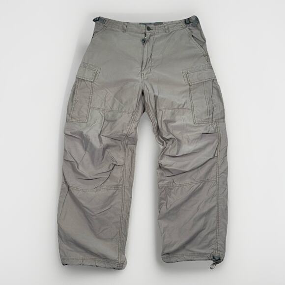 VTG Abercrombie & Fitch Army Beige Cargo Pants Men's Size Large Baggy Y2K - Picture 1 of 11